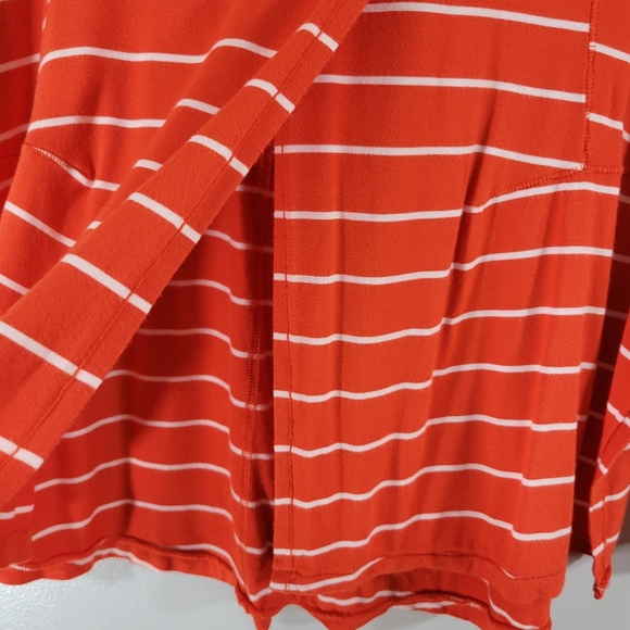 WE THE FREE Can't Fool Me red orange striped versatile tie front pull-over top - Picture 6 of 12